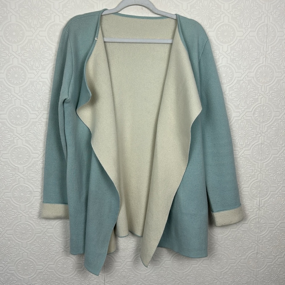 Algo Of Switzerland 100%‎ Cashmere Cardigan Wrap Sweater Tiffany Blue Baby